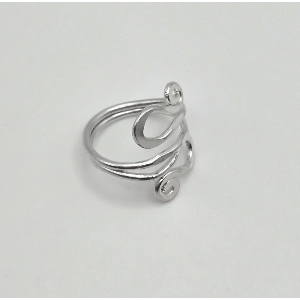 Snake Ring Silvertone Scroll Hammered Metal Swirl Modern Artisan Boho Size 6.25 - Picture 4 of 11
